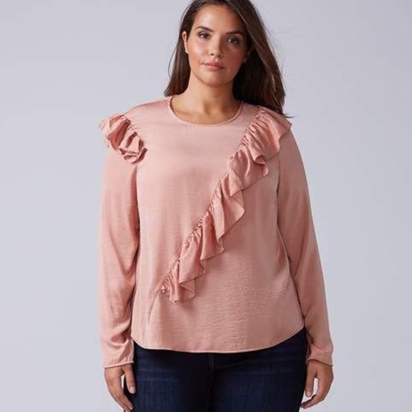 Lane Bryant Tops - Lane Bryant Asymmetrical Ruffle Top NWT Size 28